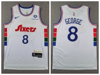 Philadelphia 76ers #8 Paul George 2024-25 City Jersey White