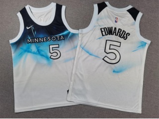 Youth Minnesota Timberwolves #5 Anthony Edwards 2024-25 City Jersey White