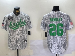 Philadelphia Eagles #26 Saquon Barkley 2024 Salute to Service Baseball Jersey Arctic Camo