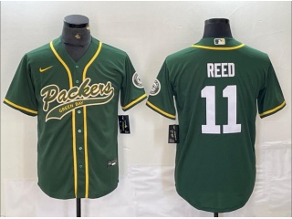 Green Bay Packers #11 Jayden Reed Baseball Jersey Green
