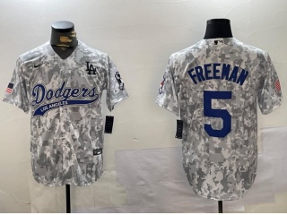 Los Angeles Dodgers #5 Freddie Freeman Salute to Service Jersey Arctic Camo