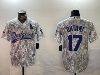 Los Angeles Dodgers #17 Shohei Ohtani Salute to Service Jersey Arctic Camo