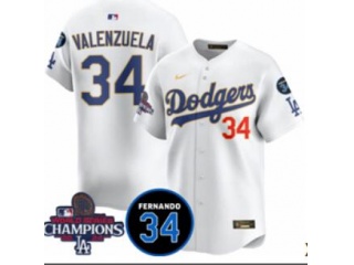 Los Angeles Dodgers #34 Fernando Valenzuela Gold Program with 2024 Champions Patch and 34 Black Patch Players Limited Je