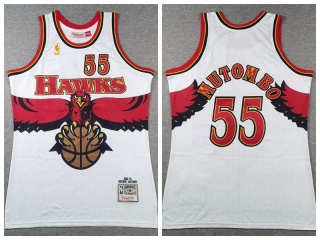 Atlanta Hawks #55 Dikembe Mutombo Throwback Jersey White