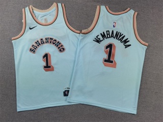 Youth San Antonio Spurs #1 Victor Wembanyama 2024-25 City Jersey Blue