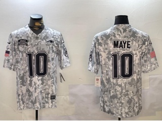 New England Patriots #10 Drake Maye 2024 Salute to Service Limited Jersey Arctic Camo