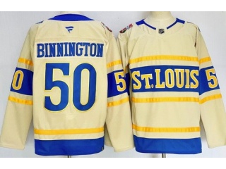 Fanatics St. Louis Blues #50 Jordan Binnington 2025 Winter Classic Jersey Cream