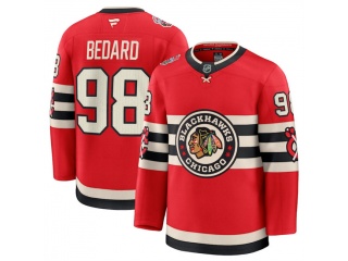 Fanatics Chicago Blackhawks #98 Connor Bedard 2025 Winter Classic Jersey Red