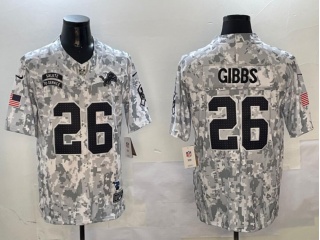 Detroit Lions #26 Jahmyr Gibbs 2024 Salute to Service Limited Jersey Arctic Camo