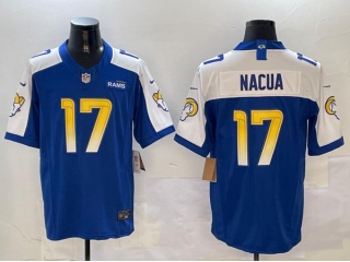 Los Angeles Rams #17 Puka Nacua with White Shoulders F.U.S.E Limited Jersey Blue