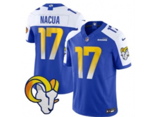 Los Angeles Rams #17 Puka Nacua with White Shoulders F.U.S.E Limited Jersey Blue