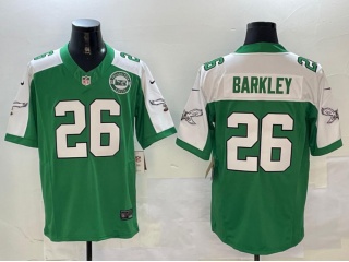Philadelphia Eagles #26 Saquon Barkley with White Shoulders with 1933 Patch F.U.S.E Limited Jersey Kelly Green