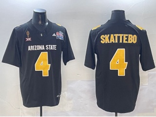 Arizona State Sun Devils #4 Cam Skattebo 2024 Pat Tillman Honoring Patch and Peach Bowl Patch Jersey...