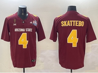 Arizona State Sun Devils #4 Cam Skattebo 2024 Pat Tillman Honoring Patch and Peach Bowl Patch Jersey...