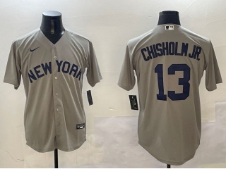 New York Yankees #13 Jazz Chisholm Jr. Cool Base Jersey Grey