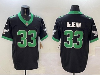 Philadelphia Eagles #33 Cooper DeJean with Kelly Green Number Throwback Limited Jersey Black