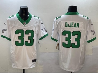 Philadelphia Eagles #33 Cooper DeJean with Kelly Green Number Throwback Limited Jersey White