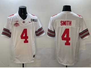 Ohio State Buckeyes #4 Jeremiah Smith with 2025 Patch and Champions Patch F.U.S.E Limited Jersey White