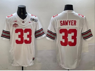 Ohio State Buckeyes #33 Jack Sawyer with 2025 Patch and Champions Patch F.U.S.E Limited Jersey White
