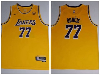 Los Angeles Lakers #77 Luka Doncic Jersey Yellow