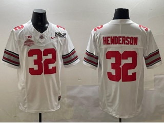 Ohio State Buckeyes #32 TreVeyon Henderson with Champions and 2025 Patches F.U.S.E Limited Jersey White