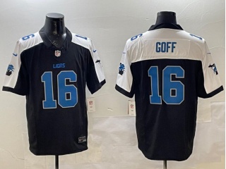 Detroit Lions #16 Jared Goff with White Shoulders F.U.S.E Limited Jersey Black