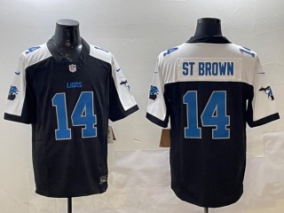 Detroit Lions #14 Amon-Ra St. Brown with White Shoulders F.U.S.E Limited Jersey Black