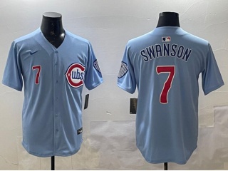 Chicago Cubs #7 Dansby Swanson Nike 2nd Alternate Limited Player Jersey Baby Blue