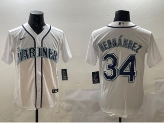 Seattle Mariners #34 Felix Hernandez Cool Base Jersey White