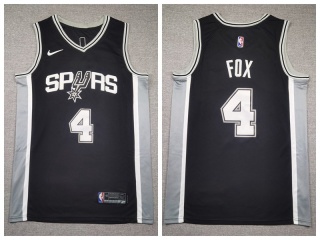 San Antonio Spurs #4 De'Aaron Fox Jersey Black
