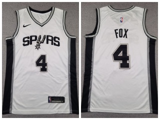 San Antonio Spurs #4 De'Aaron Fox Jersey White