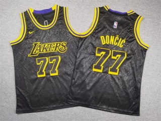 Youth Los Angeles Lakers #77 Luka Doncic City Jersey Black