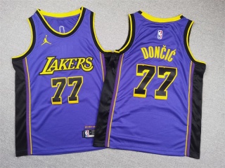 Youth Los Angeles Lakers #77 Luka Doncic Jersey Purple