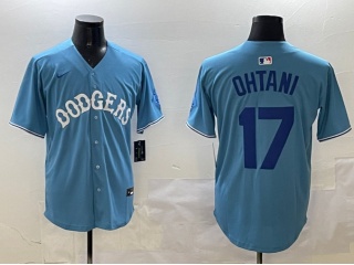 Los Angeles Dodgers #17 Shohei Ohtani with Royal Number Classic Fashion Jersey Baby Blue