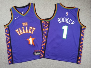 Youth Phoenix Suns #1 Devin Booker 2024-25 City Jersey Purple