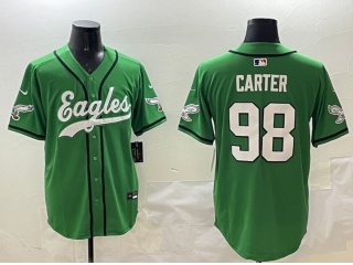 Philadelphia Eagles #98 Jalen Carter Baseball Jersey Kelly Green