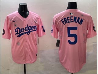 Los Angeles Dodgers #5 Freddie Freeman Tokyo Series Cool Base Jersey Pink