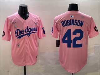 Los Angeles Dodgers #42 Jackie Robinson Tokyo Series Cool Base Jersey Pink
