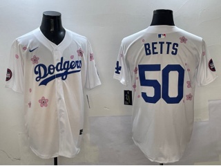 Los Angeles Dodgers #50 Mookie Betts Tokyo Series Cool Base Jersey White