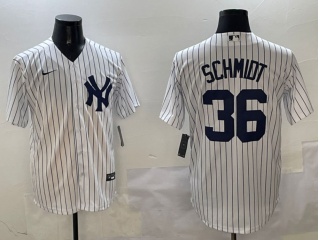 New York Yankees #36 Clarke Schmidt Cool Base Jersey White Pinstripes
