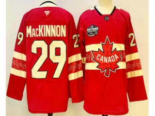 Team Canada #29 Nathan MacKinnon 2025 4 Nations Face-Off Jersey Red