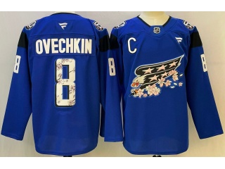 Fanatics Washington Capitals #8 Alexander Ovechkin Cherry Blossom Jersey Blue