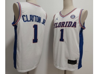 Florida Gators #1 Walter Clayton Jr. with Blue Name Basketball Jersey White