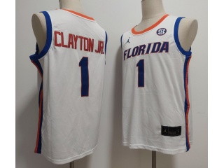 Florida Gators #1 Walter Clayton Jr. with Orange Name Basketball Jersey White