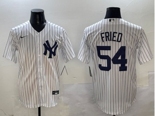 New York Yankees #54 Max Fried Pinstripes Cool Base Jersey White