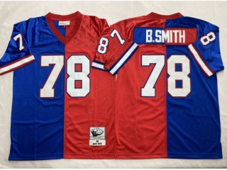 Buffalo Bills #78 Bruce Smith Split Throwback Jersey Red/Blue