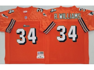 Miami Hurricanes #34 R. Williams Throwback Jersey Orange