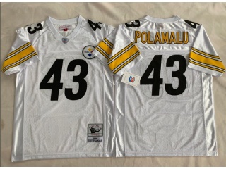 Pittsburgh Steelers #43 Troy Polamalu Throwback Jersey White