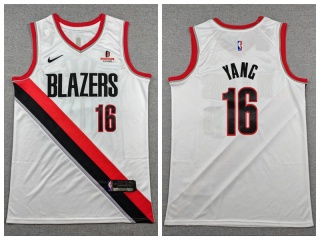 Portland Trail Blazers #16 Hansen Yang Jersey White