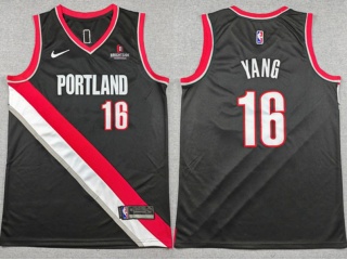 Portland Trail Blazers #16 Hansen Yang Jersey Black